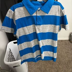 Vibrant Blue and Gray Striped Kids Polo